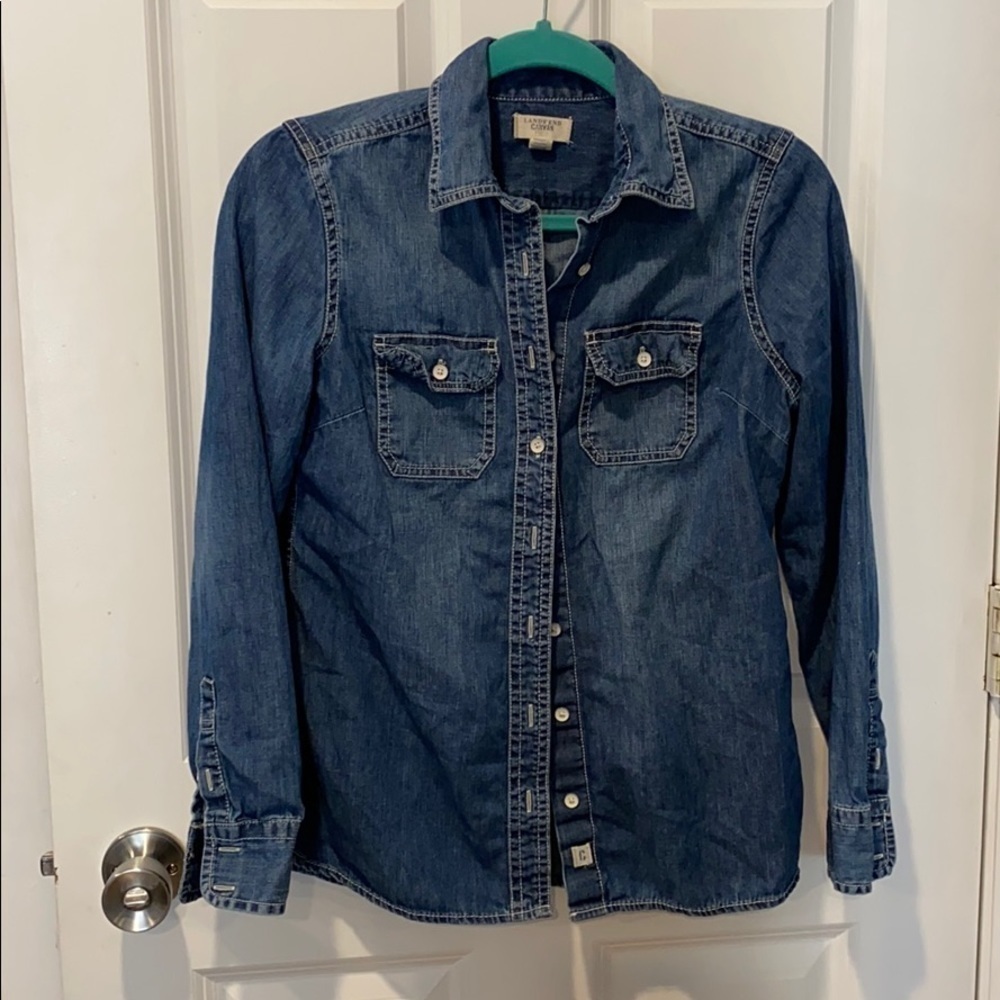 Lands End Canvas Chambray Shirt EUC
